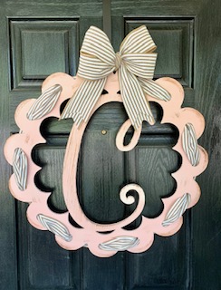 Scalloped Frame Letter with Holes for Ribbon 22"