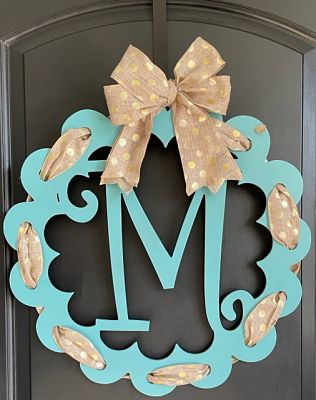 Scalloped Frame Letter with Holes for Ribbon 22"